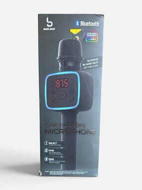 Bass Jaxx Bluetooth Car Karaoke Microphone Color Changing LED FM Transmitter